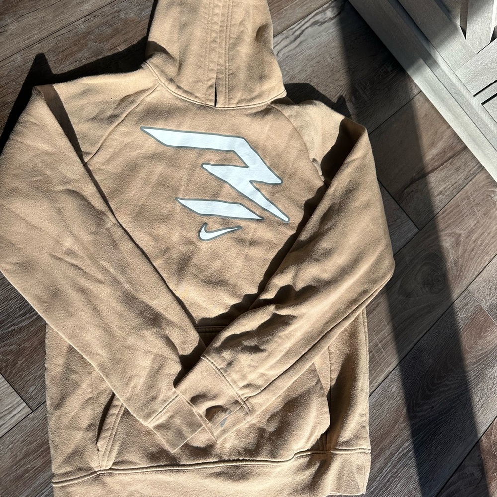 Nike Beige Hoodie with White Graphic